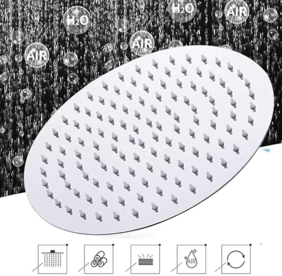 Large Chrome Stainless Steel Rainfall Shower Head