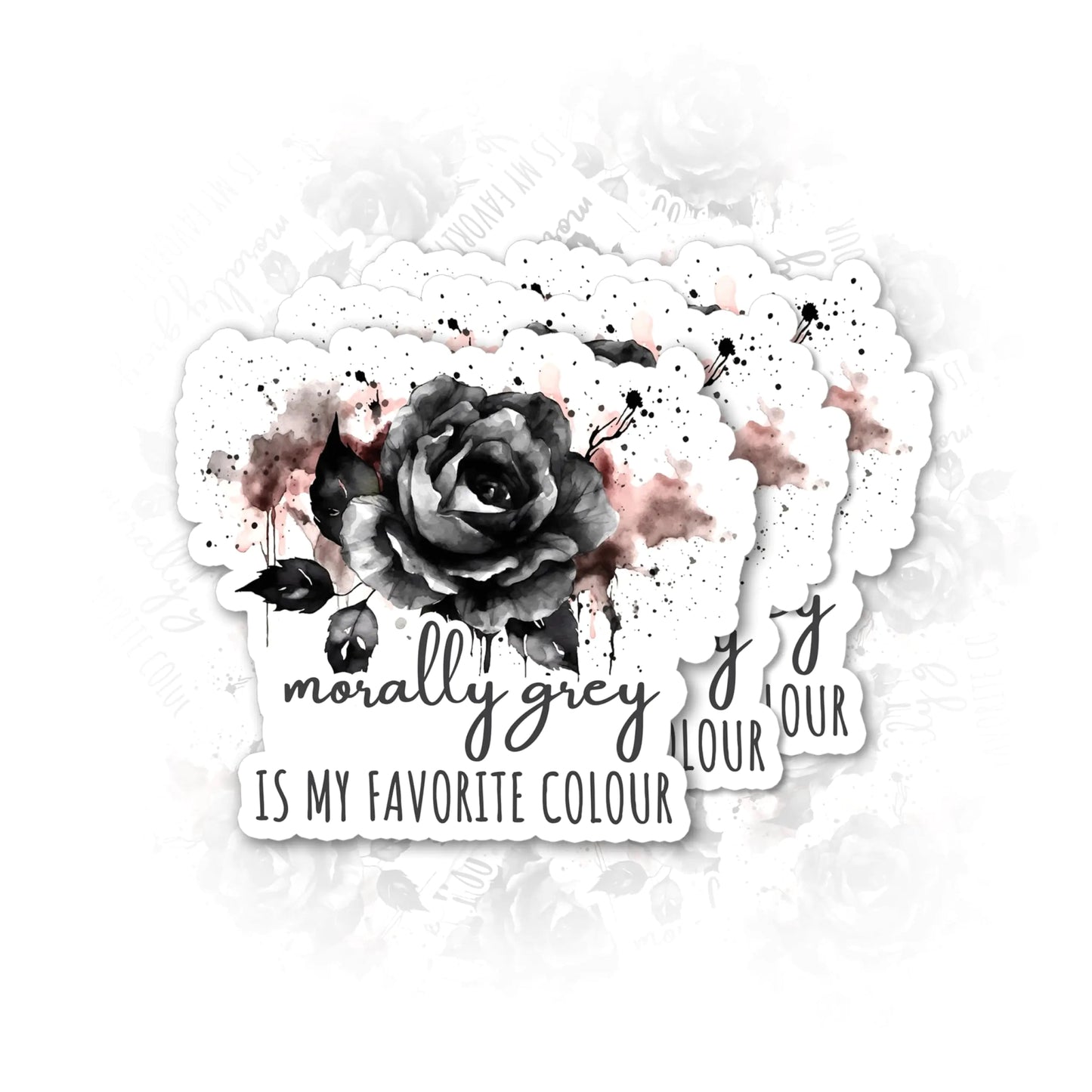 3Pc Bookish Vinyl Decal Set - Morally Grey, Rose Theme for Laptops & Bottles - Catch Cards