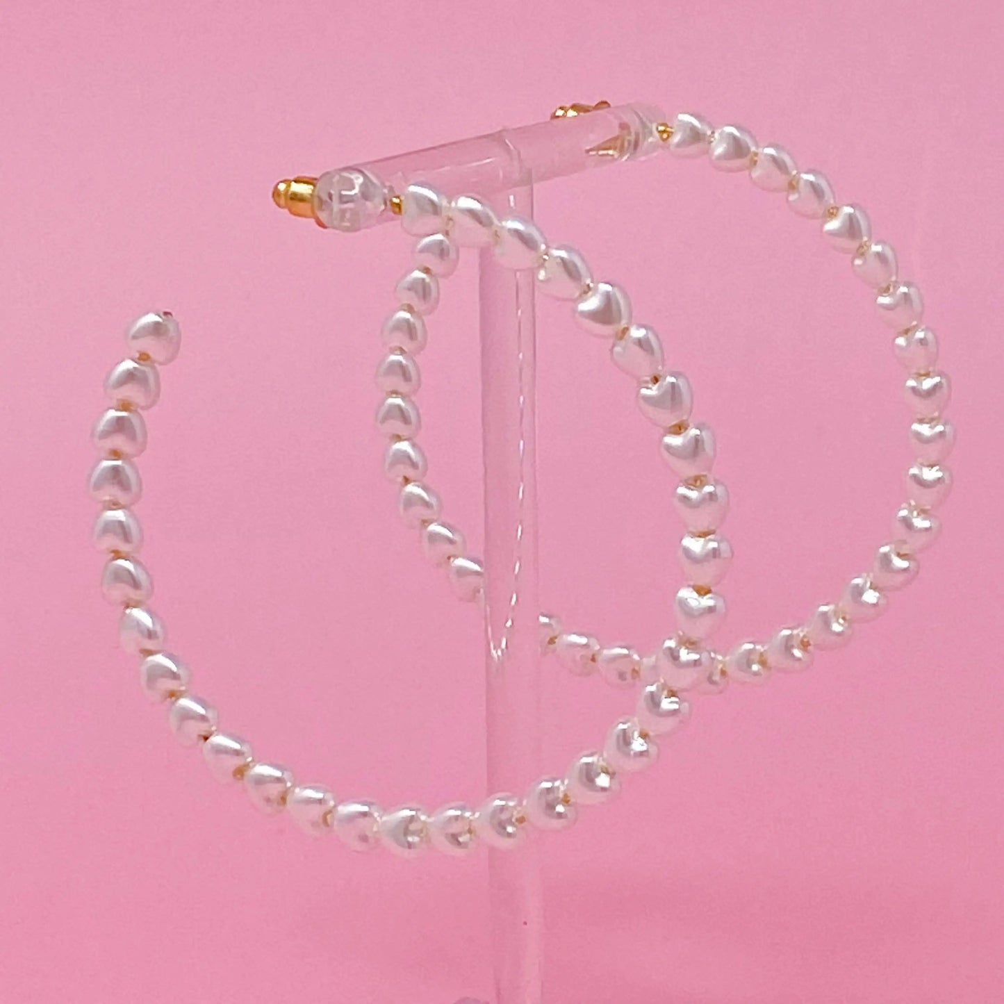 Heart Pearl Hoop Earrings WEM Support (www.WEM.support)