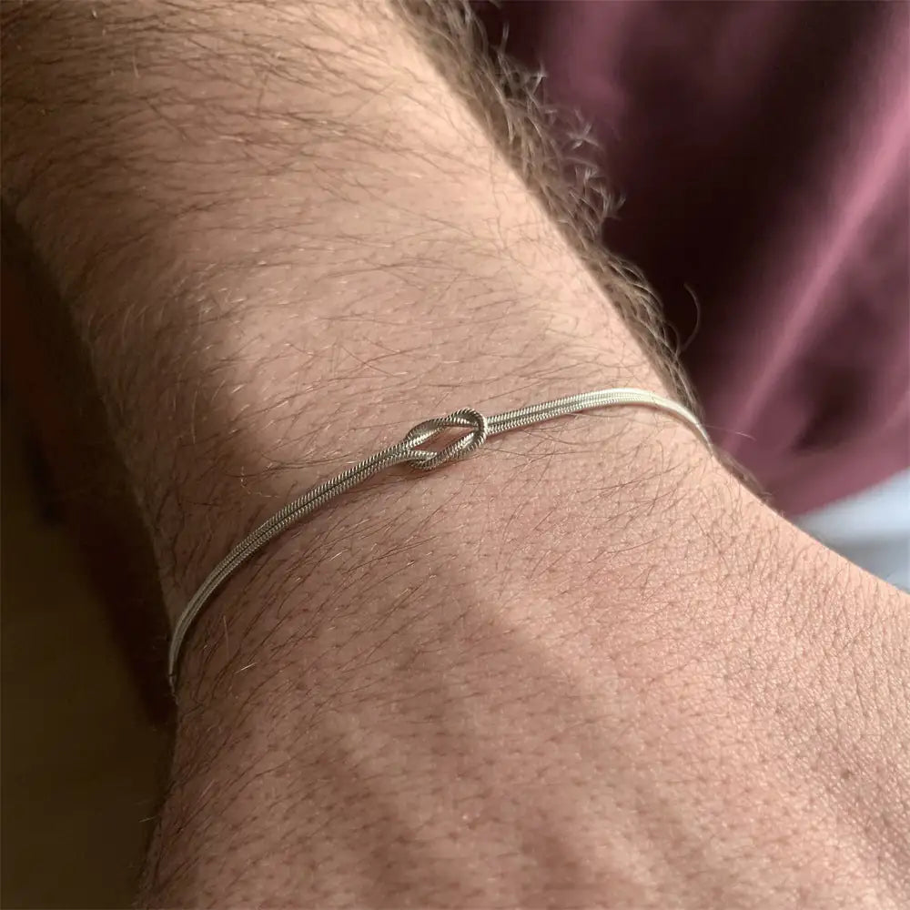 Stainless Steel Valentine's Day Knot Snake Chain Necklace Hand Knotted Bracelet WEM Support (www.WEM.support)