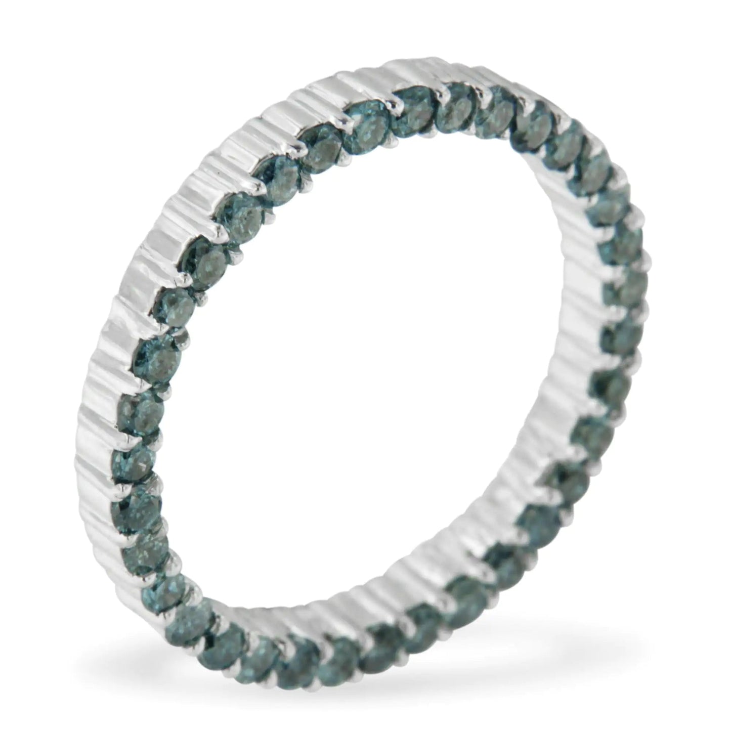 14K White Gold Treated Blue Diamond Pendant Necklace (1 cttw, Blue Color, I1-I2 Clarity) WEM Support (www.WEM.support)