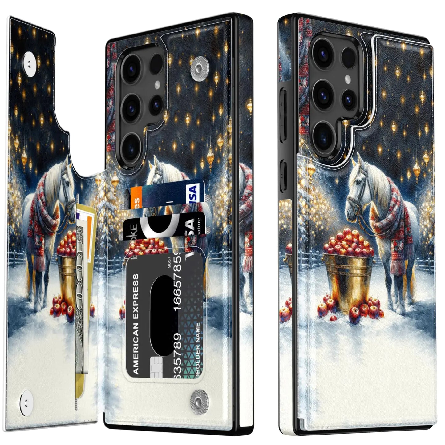 LETO for Samsung Galaxy S24 Plus Wallet Case - Flip Folio Leather Kickstand - Fashionable Flower Designs - Credit Card Holder - Protective Phone Cover for Women and Girls - 6.7" - White Pink Flowers