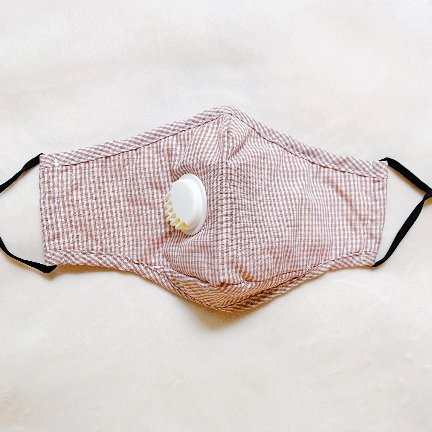 Gingham Fabric Mask in Beige WEM Support (www.WEM.support)