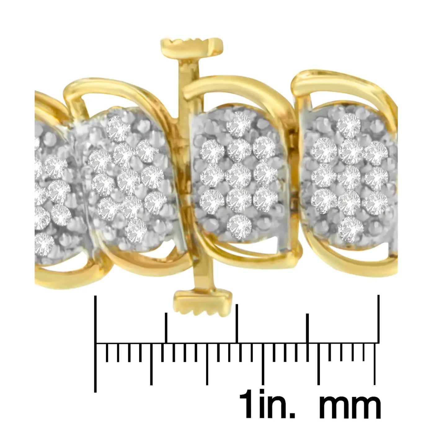 10K Yellow Gold Round Cut Diamond Ring Bracelet (3.00 cttw, J-K Color, I2-I3 Clarity) WEM Support (www.WEM.support)