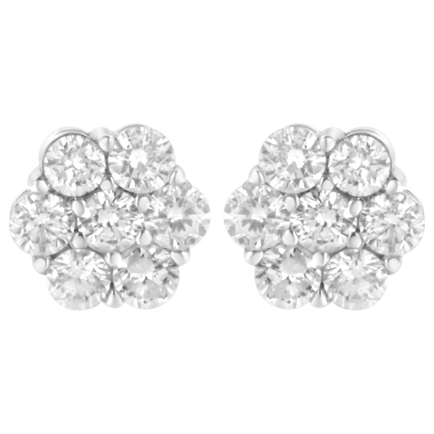 14K White Gold 4 cttw Diamond Flower Earring (H-I Clarity, SI2-I1 Color) WEM Support (www.WEM.support)