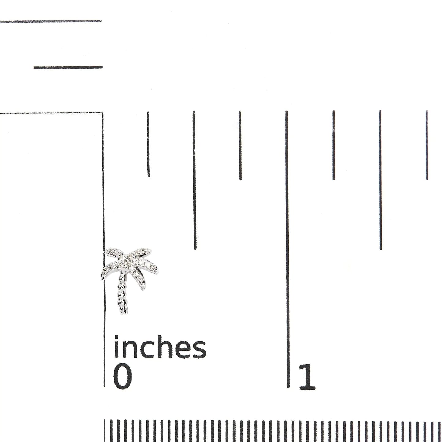 10K White Gold 1/10 Cttw Diamond Encrusted Palm Tree Stud Earrings (H-I Color, I1-I2 Clarity) WEM Support (www.WEM.support)
