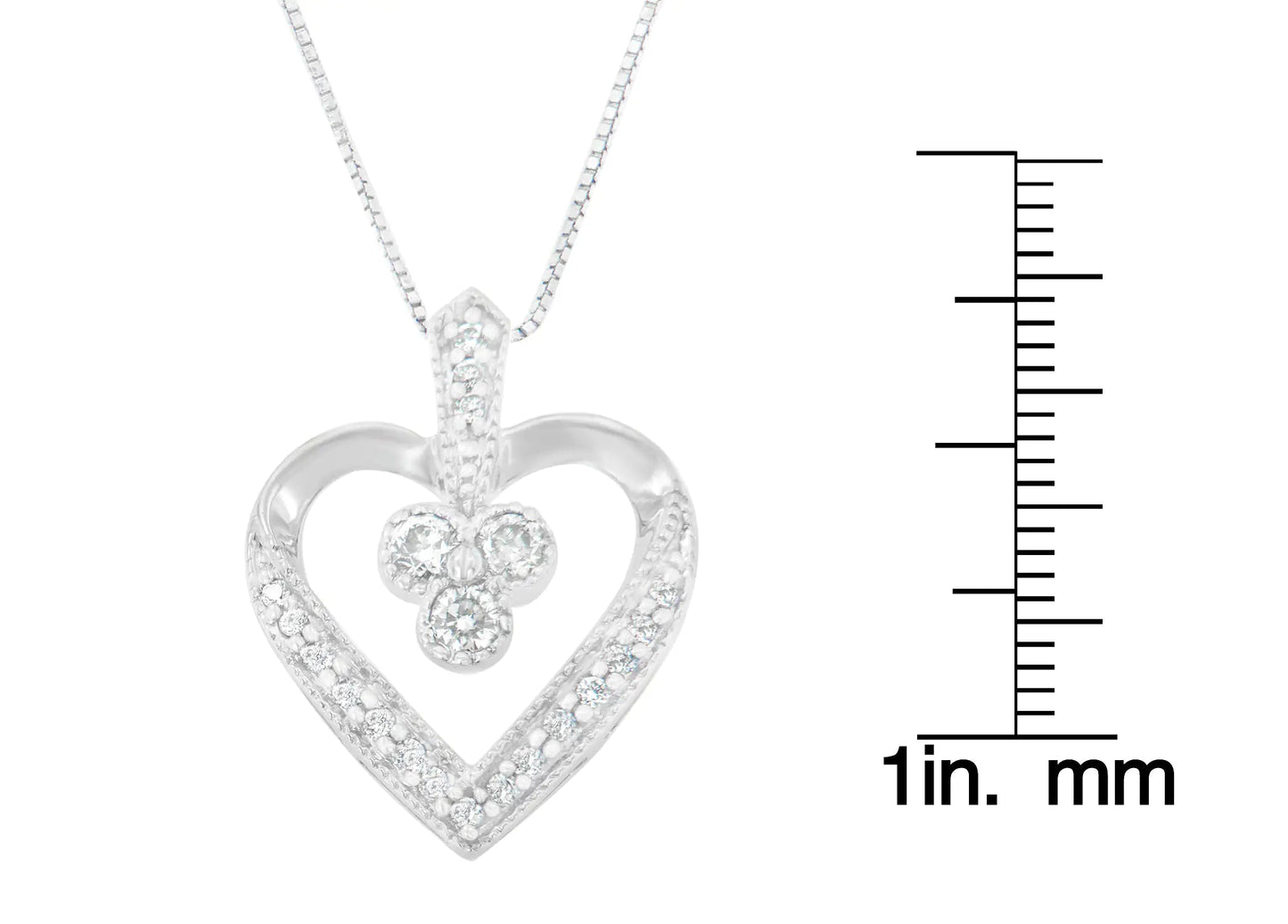 14K White Gold Princess Cut Diamond Forever Love Heart Pendant Necklace (0.30 cttw, H-I Color, SI2-I1 Clarity) WEM Support (www.WEM.support)