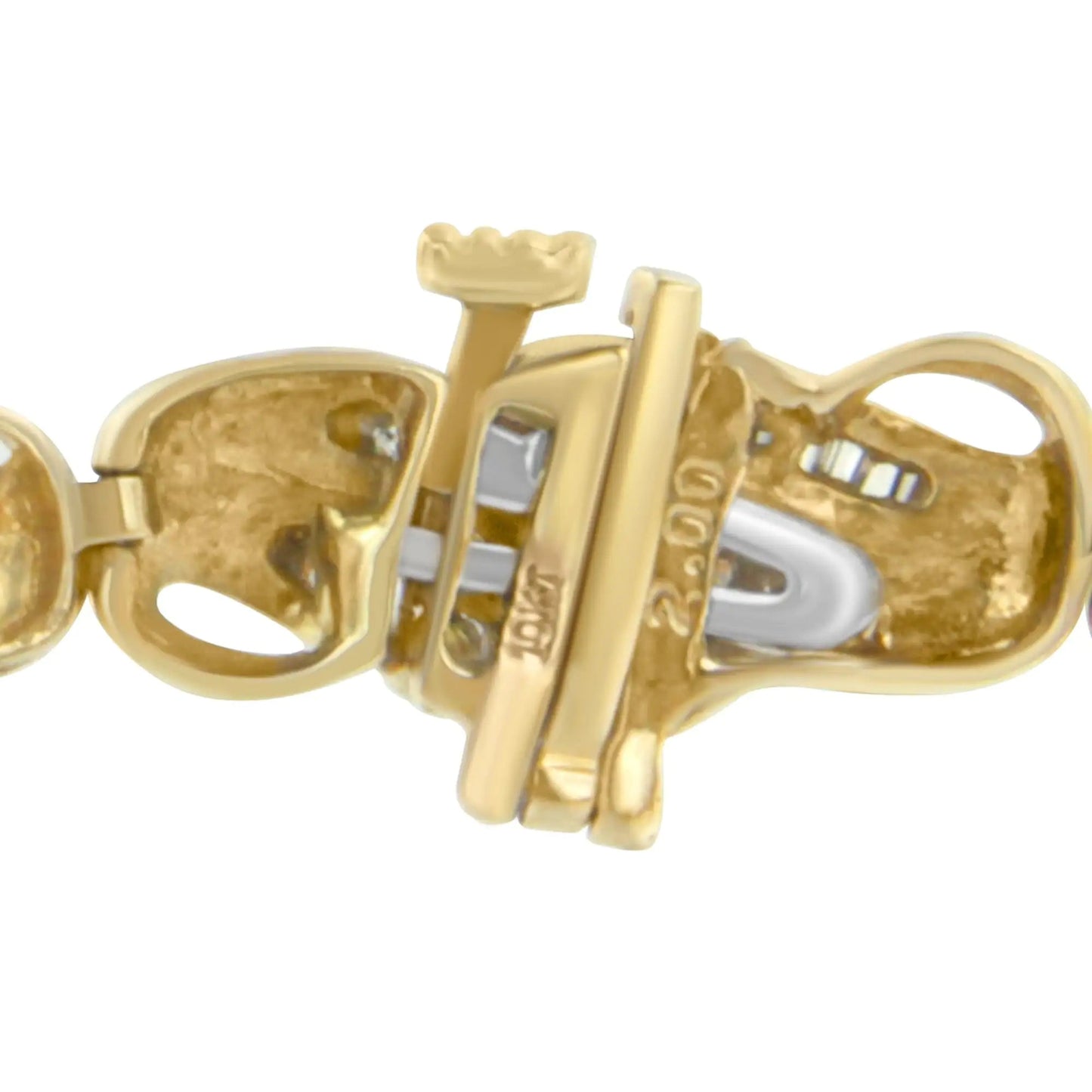 10K Yellow Gold Round and Baguette Cut Diamond Bracelet (2 cttw, I-J Color, I2-I3 Clarity) WEM Support (www.WEM.support)