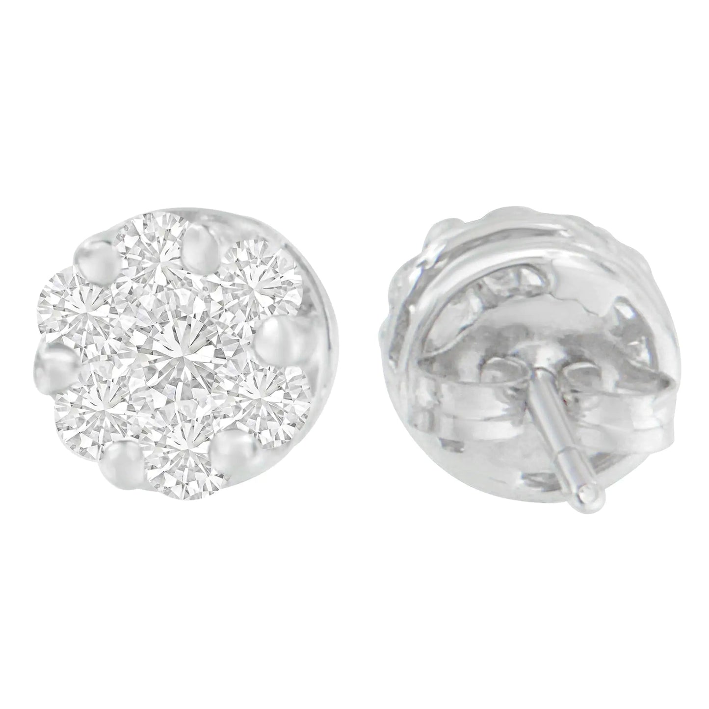 14K White Gold 1 1/4 cttw Round Cut Diamond Earrings (H-I, SI2-I1) WEM Support (www.WEM.support)