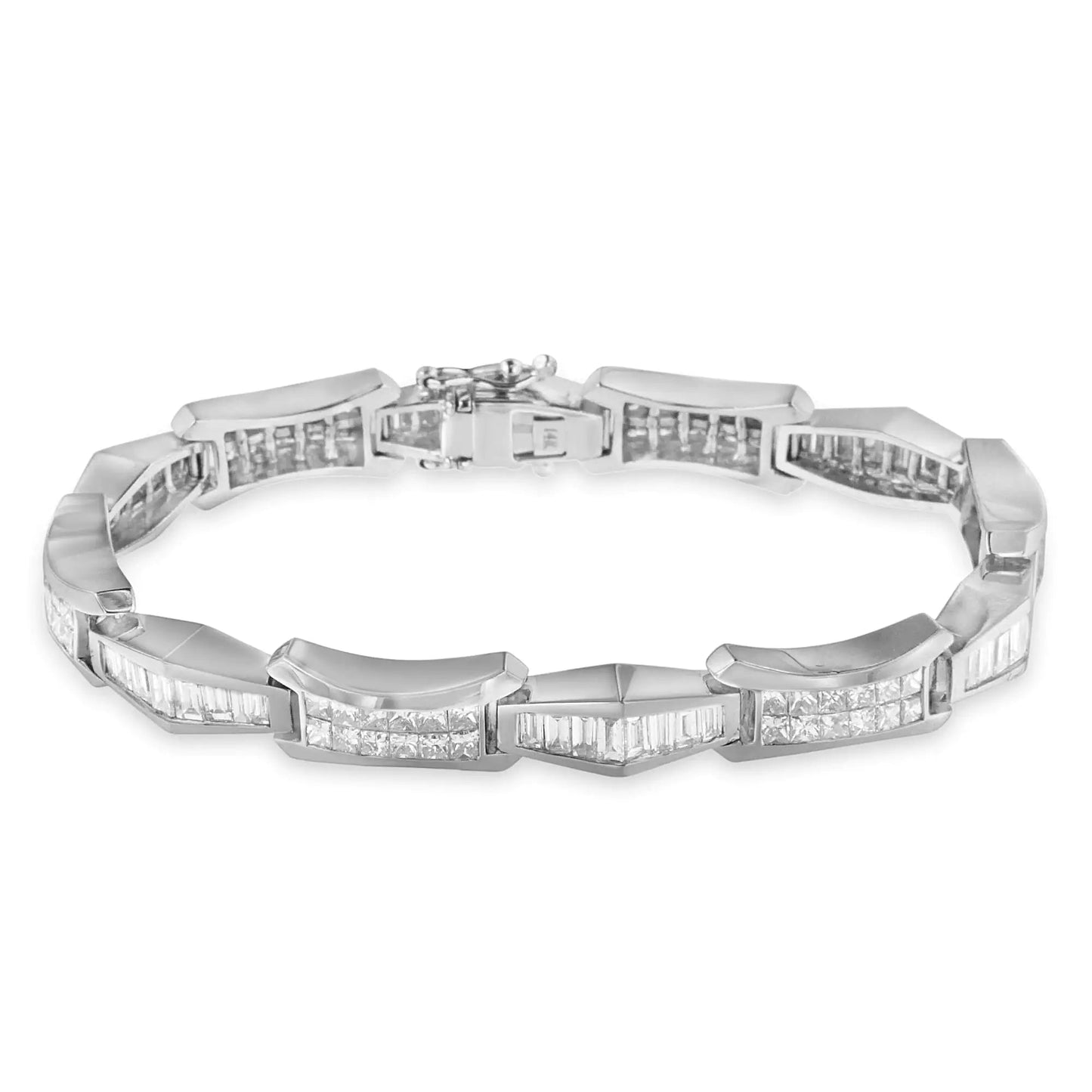 14K White Gold Baguette and Princess Cut Diamond Bracelet (8.09 cttw, H-I Color, SI1-SI2 Clarity) WEM Support (www.WEM.support)