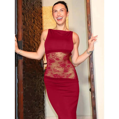 Elegant Hollow Lace Evening Gown HejK.com Marketplace LLC