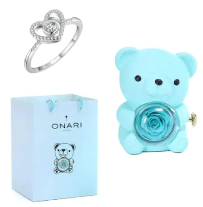 Rose Teddy Bear with Ring and Necklace WEM Support (www.WEM.support)