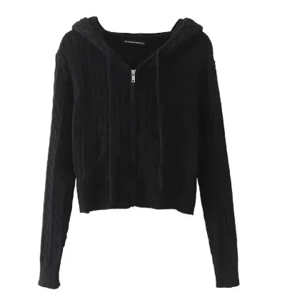Hooded Twist Knitted Cardigan Coat For Women HejK.com