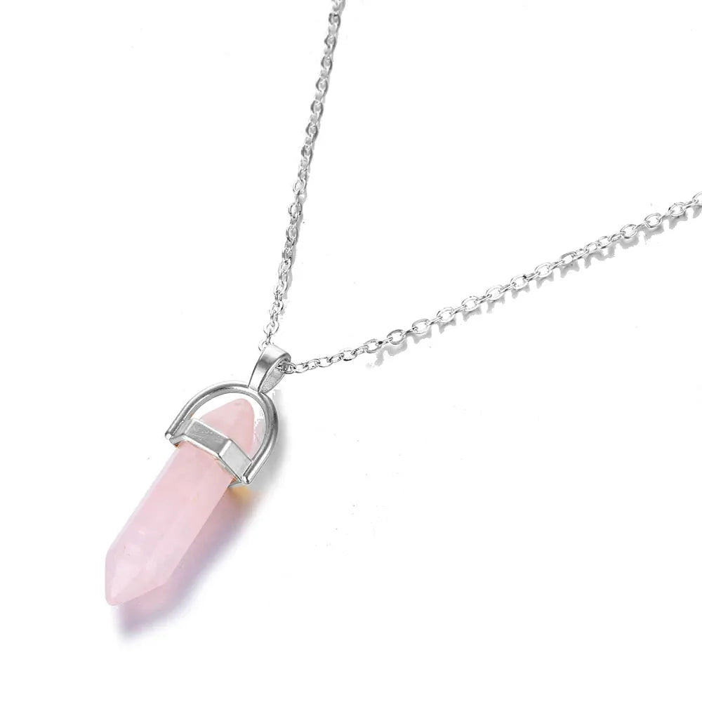 Hexagonal Column Quartz Necklaces Pendant WEM Support (www.WEM.support)