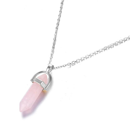 Hexagonal Column Quartz Necklaces Pendant WEM Support (www.WEM.support)
