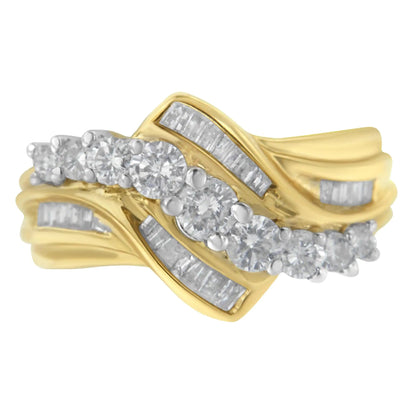 10K Two-Toned Diamond Bypass Ring (1 Cttw, H-I Color, SI2-I1 Clarity) WEM Support (www.WEM.support)