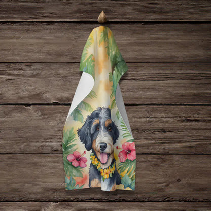 Bernedoodle Luau Kitchen Towel WEM Support (www.WEM.support)
