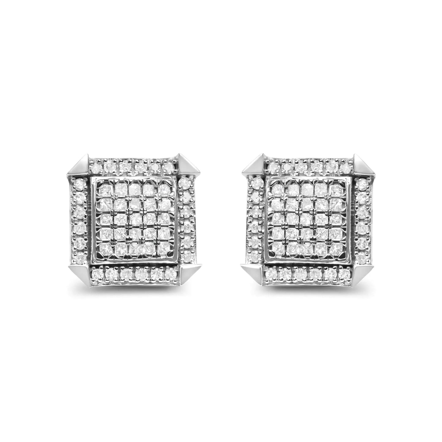 10K White Gold 1.0 Cttw Diamond  Composite with Halo Stud Earrings (H-I Color, I1-I2 Clarity) WEM Support (www.WEM.support)
