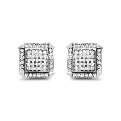 10K White Gold 1.0 Cttw Diamond  Composite with Halo Stud Earrings (H-I Color, I1-I2 Clarity) WEM Support (www.WEM.support)