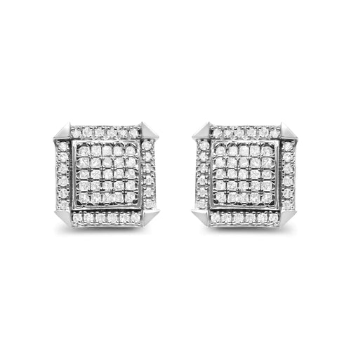 10K White Gold 1.0 Cttw Diamond  Composite with Halo Stud Earrings (H-I Color, I1-I2 Clarity) WEM Support (www.WEM.support)