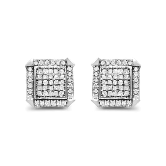 10K White Gold 1.0 Cttw Diamond  Composite with Halo Stud Earrings (H-I Color, I1-I2 Clarity) WEM Support (www.WEM.support)