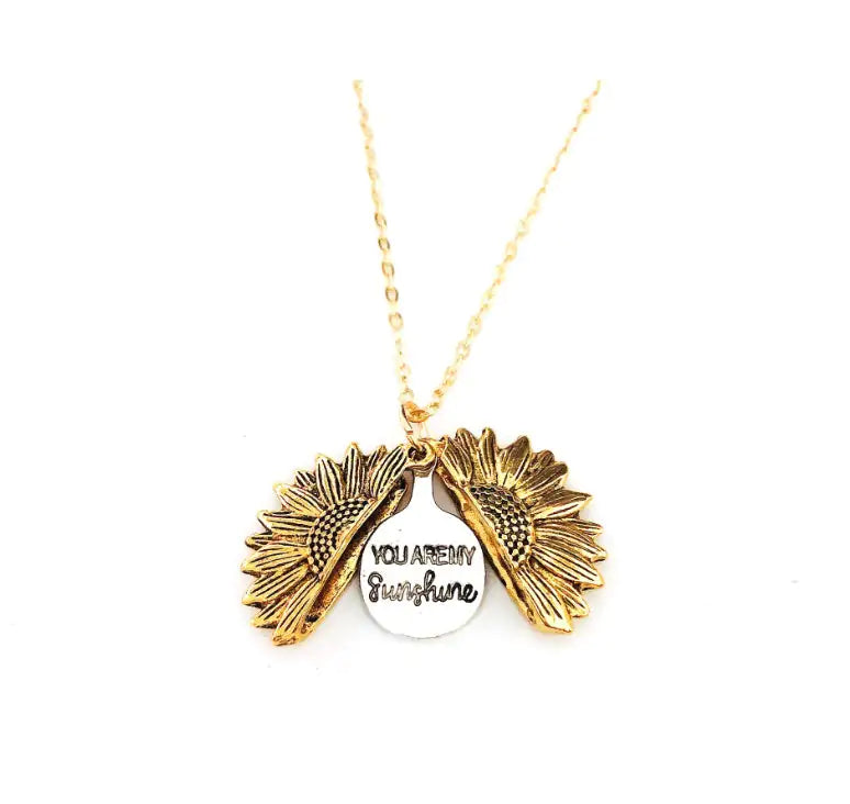 Sunflower Double Lettering Necklace WEM Support (www.WEM.support)