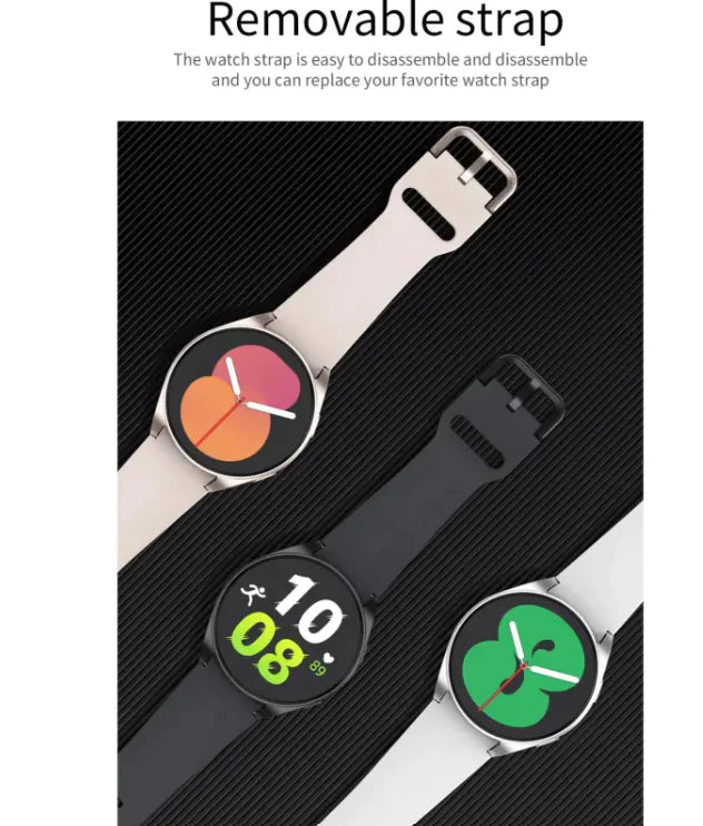 Smartwatch with removable strap on black background