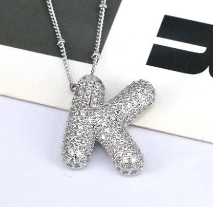 Brass Zircon Letter Necklace WEM Support (www.WEM.support)