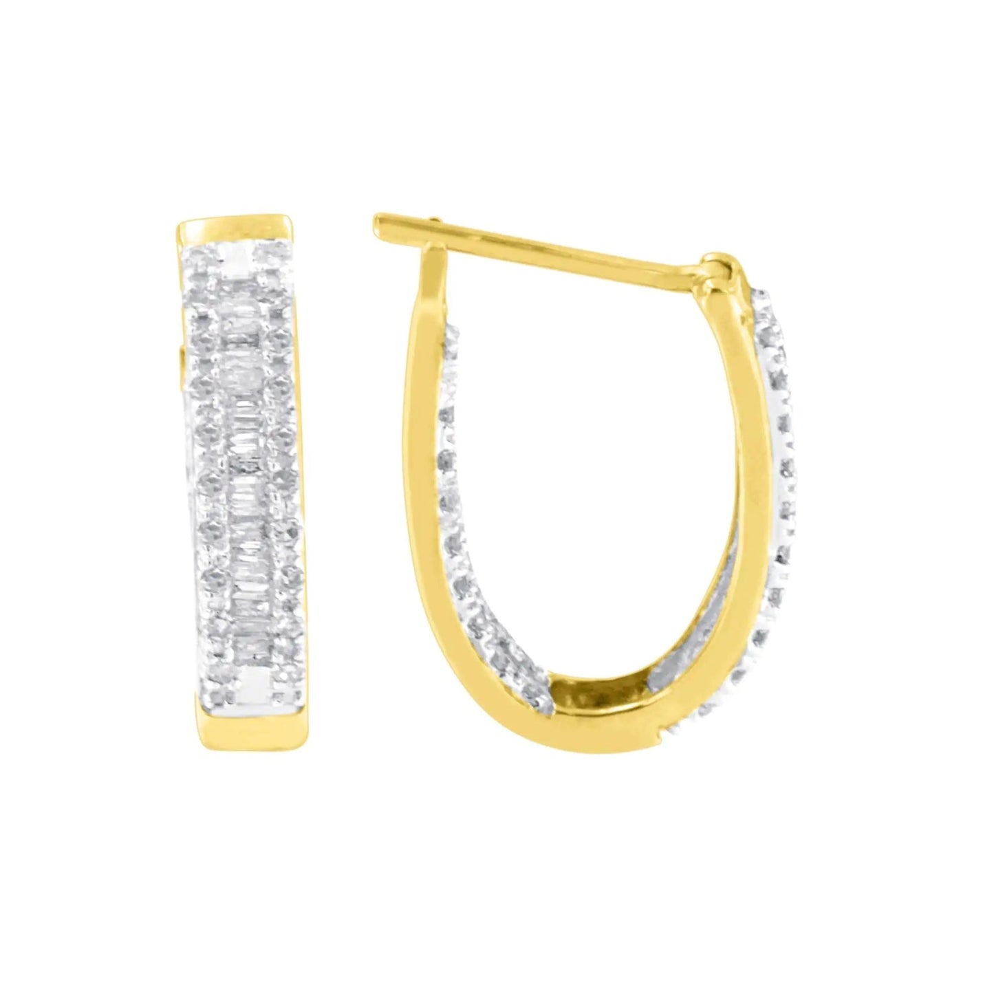 10k Yellow Gold Diamond Hoop Earrings (1 cttw, I-J Color, I1-I2 Clarity) WEM Support (www.WEM.support)