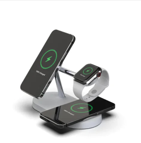 5-in-1 Magnetic Wireless Charger with Phone & Watch Stand – 15W Fast Charging Dock WEM Support (www.WEM.support)