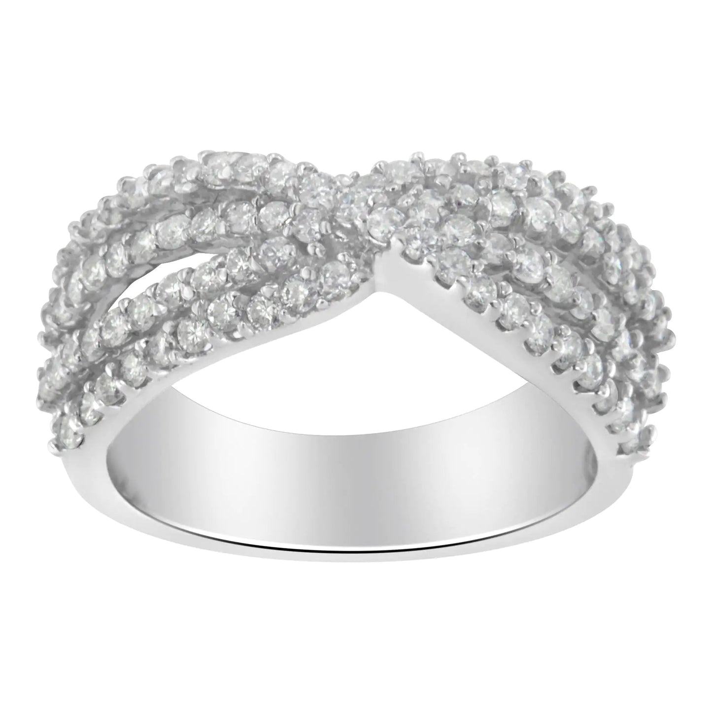 10K White Gold Diamond Bypass Ring (1 Cttw, G-H Color, SI2-I1 Clarity) WEM Support (www.WEM.support)