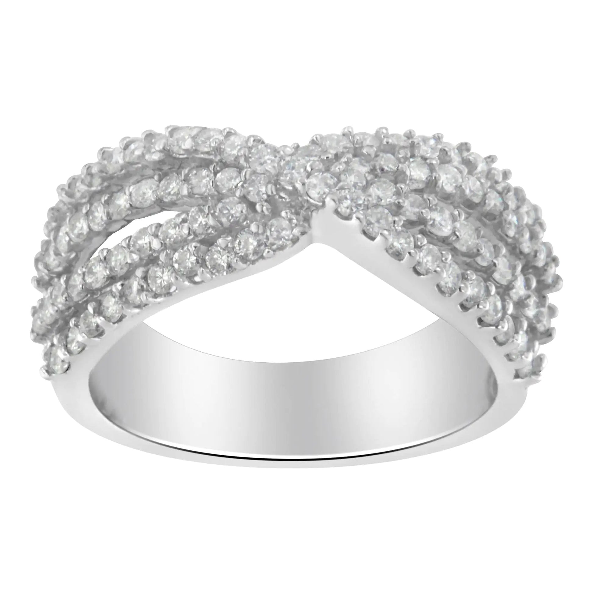 10K White Gold Diamond Bypass Ring (1 Cttw, G-H Color, SI2-I1 Clarity) WEM Support (www.WEM.support)