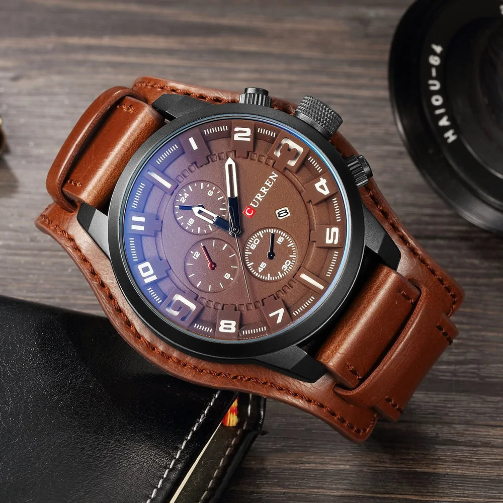 Male Leather Wristwatch WEM Support (www.WEM.support)