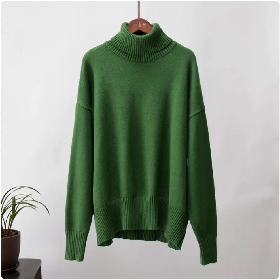 Women's Solid Color Turtleneck Sweater WEM Support (www.WEM.support)