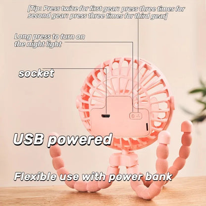 USB Mini Octopus Fan: Adjustable, Portable, Multifunctional. WEM Support (www.WEM.support)