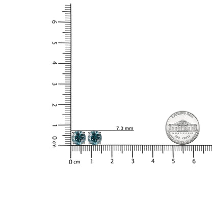 14K Gold Round Brilliant Cut Lab Grown Blue Diamond 4-Prong Classic Solitaire Stud Earrings with Screwbacks WEM Support (www.WEM.support)