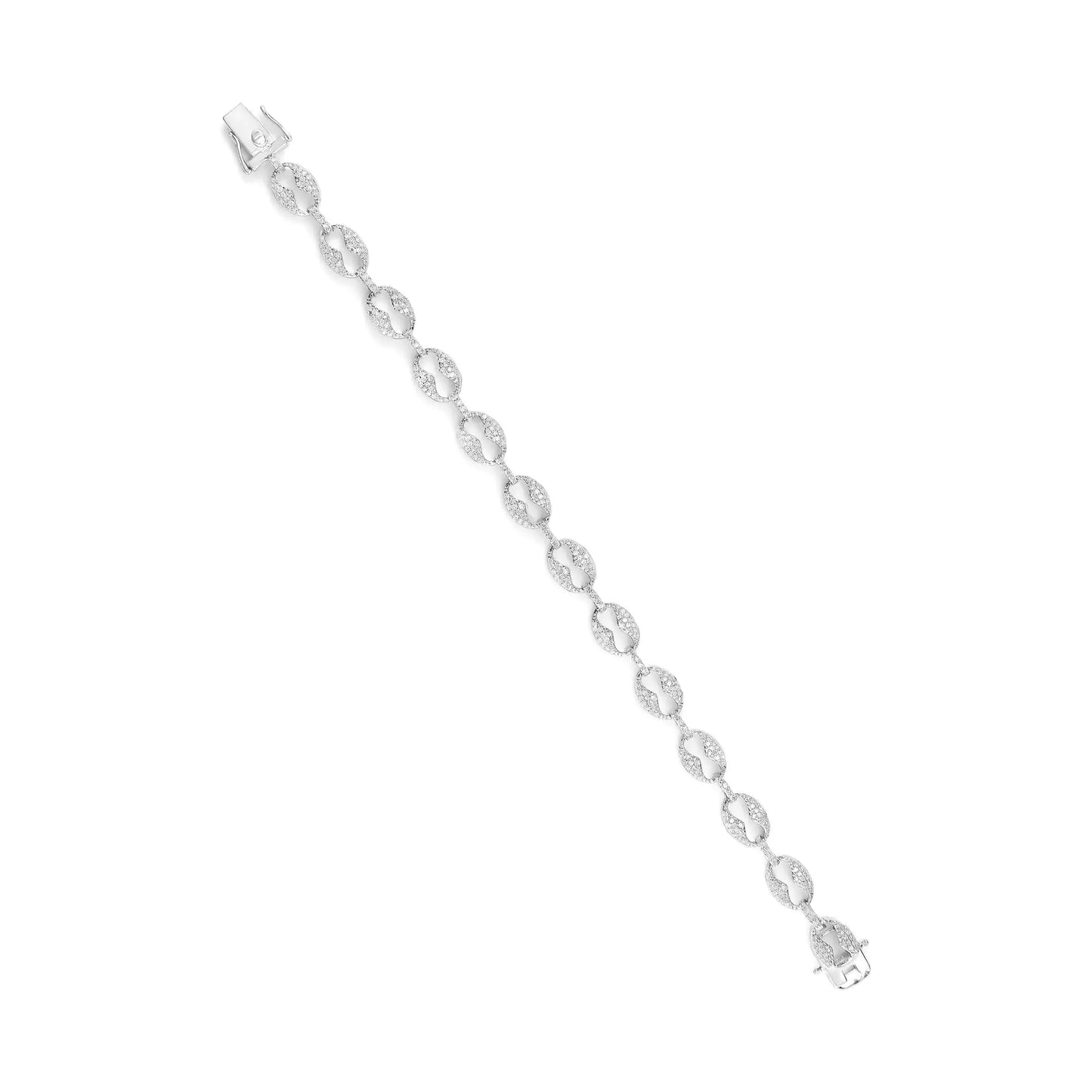 14K White Gold 1 1/2 Cttw Round Diamond Set Link Bracelet (I-J Color, I1-I2 Clarity) - 7" WEM Support (www.WEM.support)
