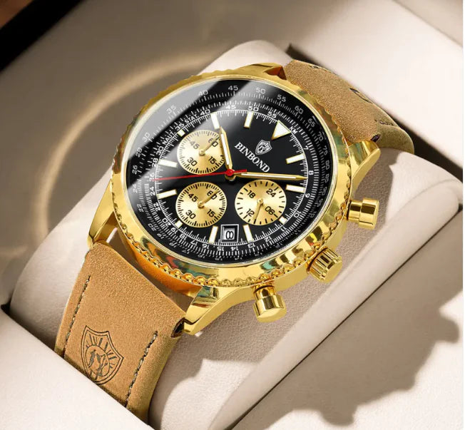 Men's Ultra-Thin Leather Strap Multifunctional Luminous Watch WEM Support (www.WEM.support)