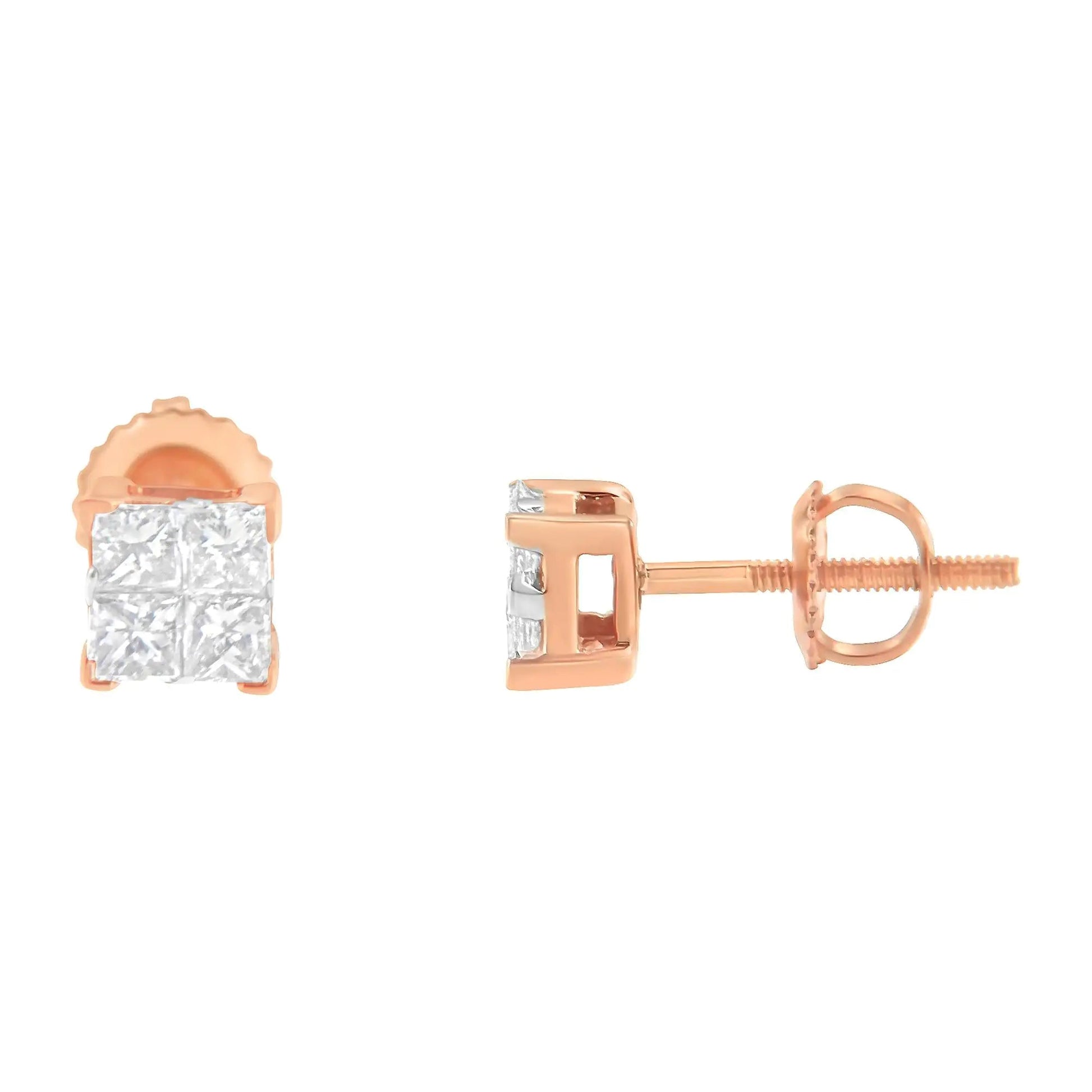 10K Gold Princess Diamond Composite Stud Earring (1/2 cttw, I-J Color, I1-I2 Clarity) WEM Support (www.WEM.support)