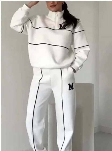 Womens 2 Piece Outfits Lounge Hoodless Pullover Sweatshirt Sweatsuit Sets Sweatshirt Baggy Fashion Sweatpants With Pockets WEM Support (www.WEM.support)