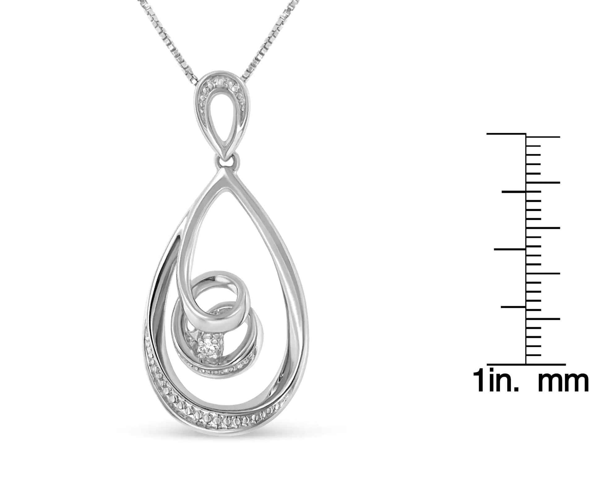 10K White Gold Diamond Accented Open Teardrop Twisted Curl 18" Pendant Necklace (J-K Color, I2-I3 Clarity) WEM Support (www.WEM.support)