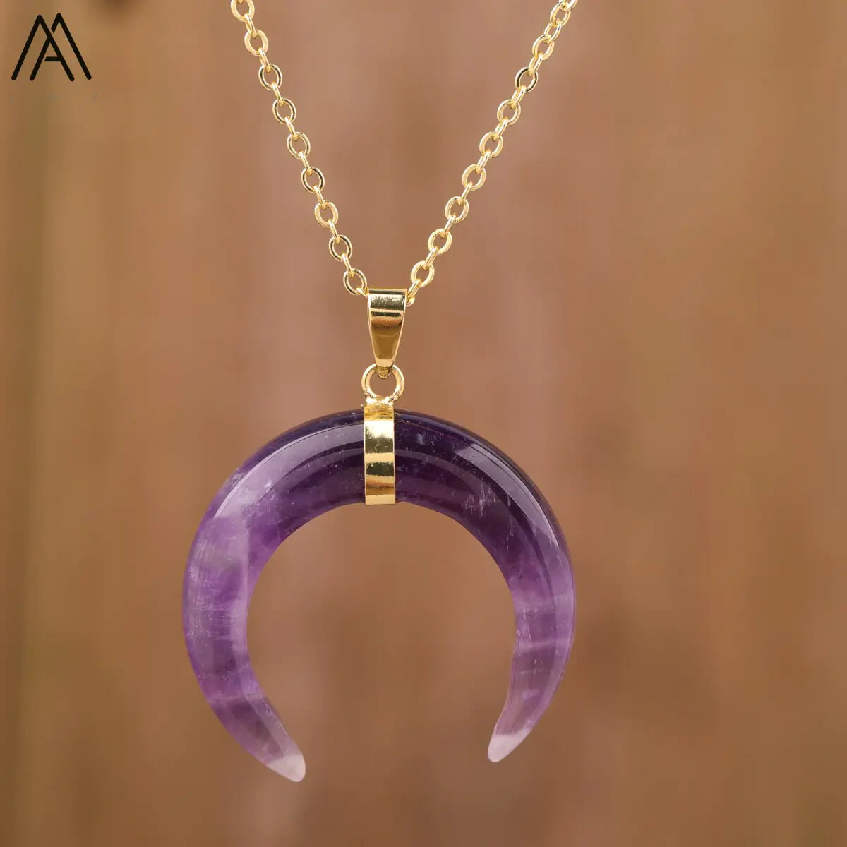 Moon Shape Amethyst Necklace WEM Support (www.WEM.support)