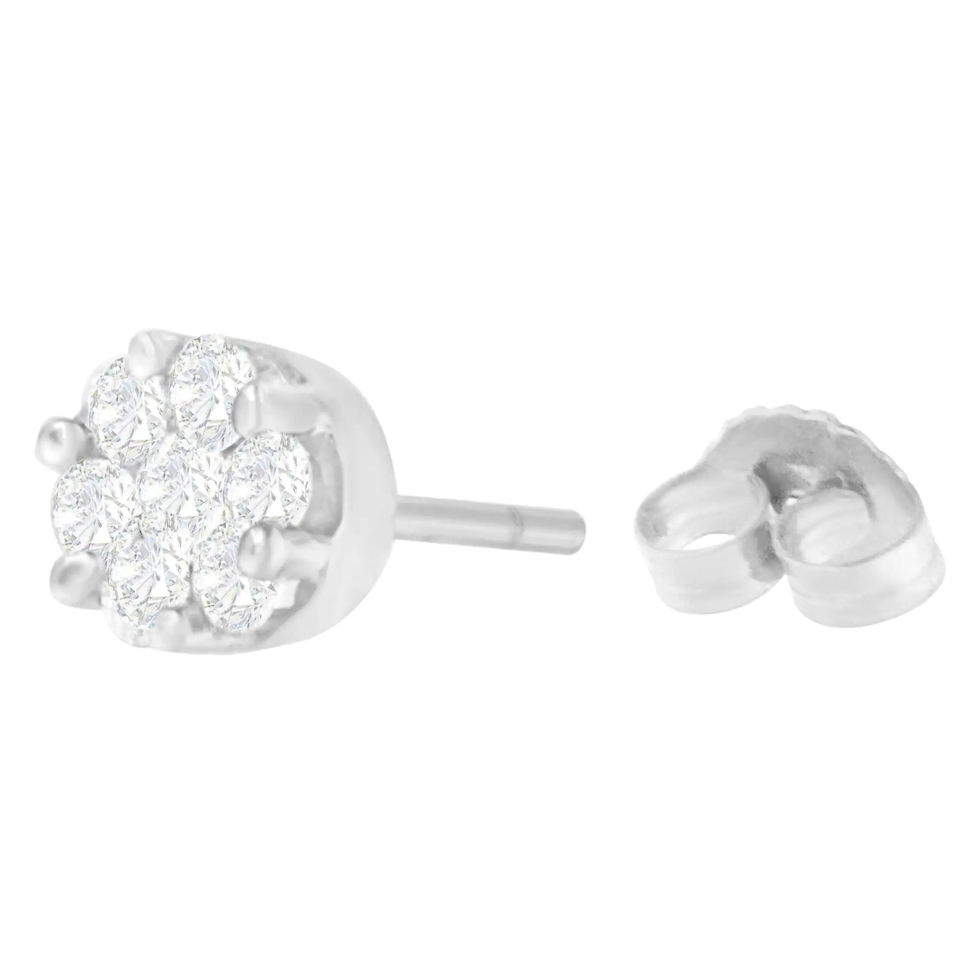14K White Gold 3/4 cttw Round Diamond Stud Earring (G-H, SI2-I1) WEM Support (www.WEM.support)