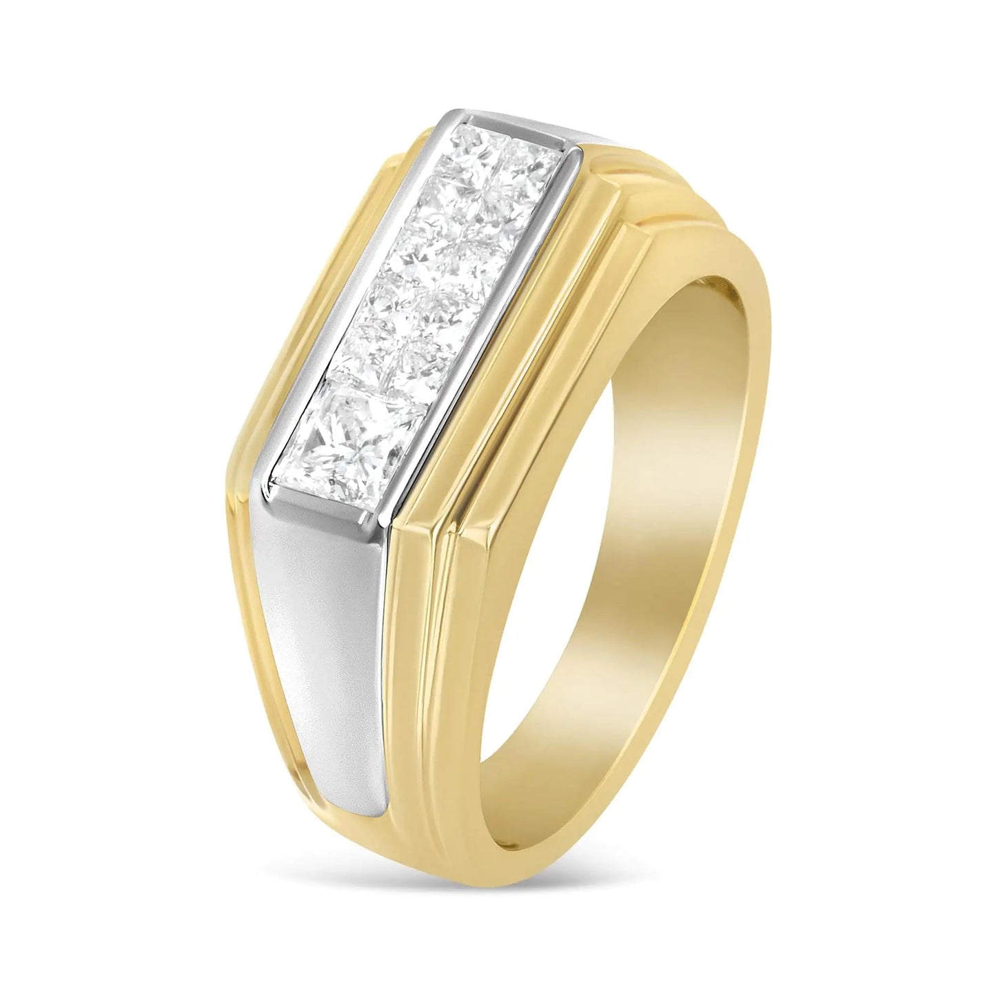 14K Yellow and White Gold 1.00 Cttw Princess-Cut Diamond Modern Gent's Band (G-H Color, SI1-SI2 Clarity) - Size 10 WEM Support (www.WEM.support)