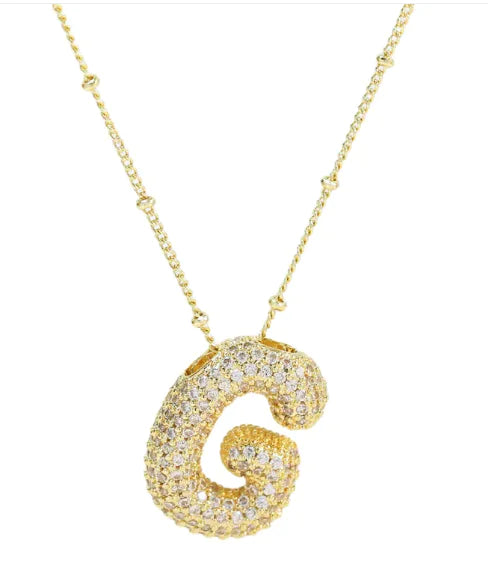 Brass Zircon Letter Necklace WEM Support (www.WEM.support)