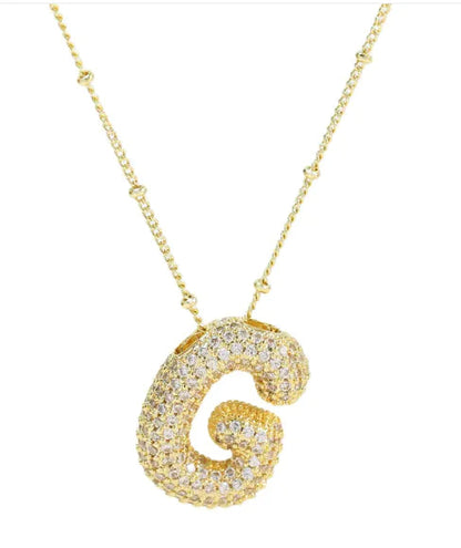 Brass Zircon Letter Necklace WEM Support (www.WEM.support)