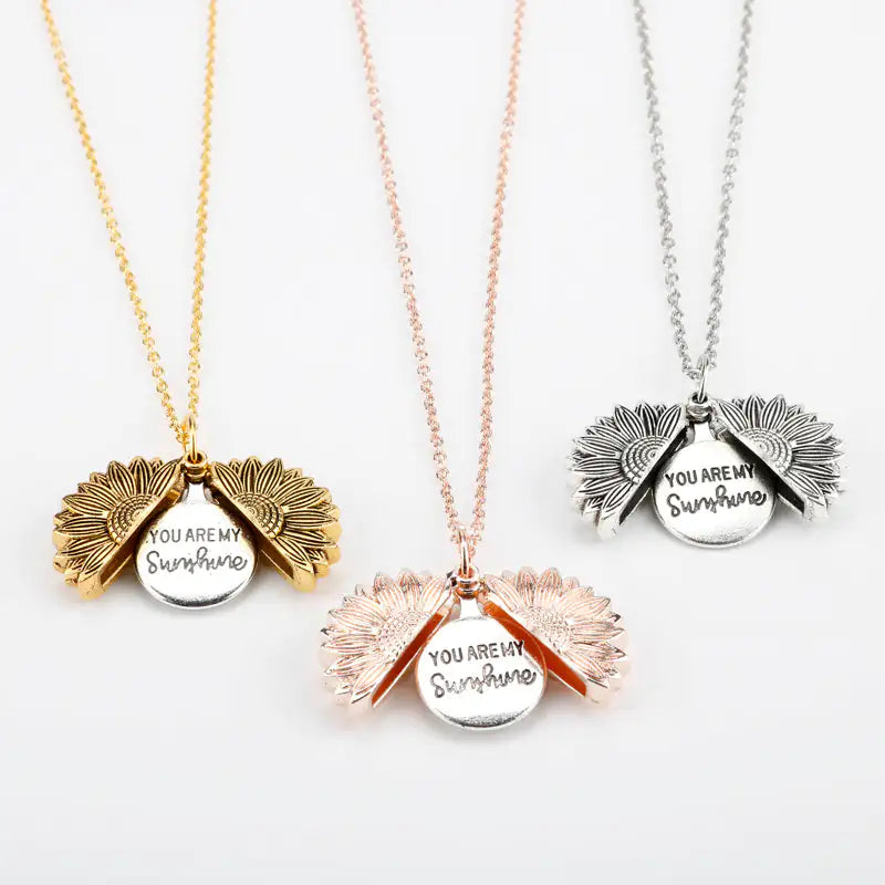 Sunflower Double Lettering Necklace WEM Support (www.WEM.support)