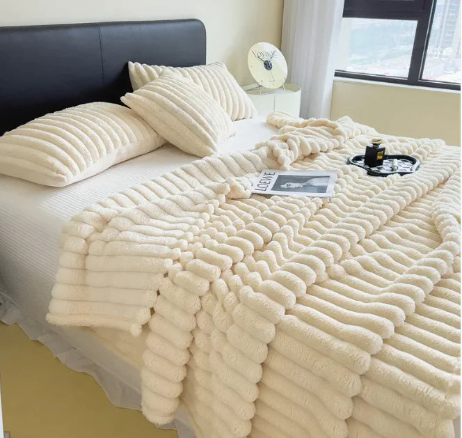 Ultra-Soft Rabbit Plush Double-Sided Velvet Knitted Sofa Blanket WEM Support (www.WEM.support)