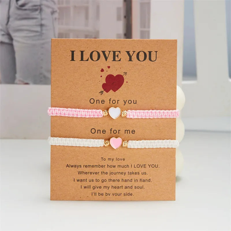 Heart-Shaped Woven Couple Bracelet WEM Support (www.WEM.support)