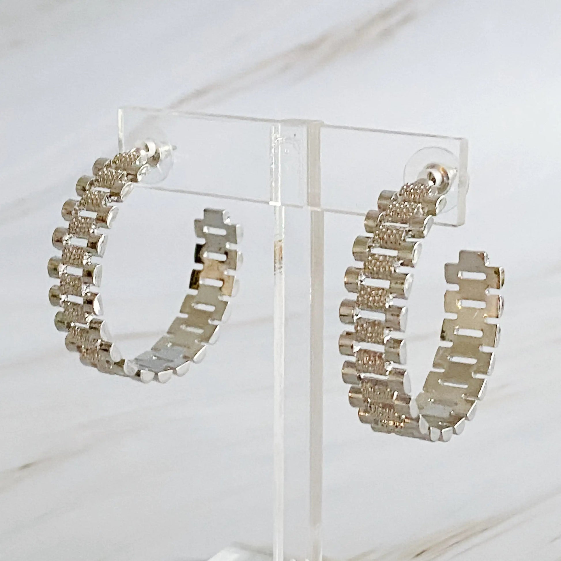 Golden Watch Band Hoop Earrings WEM Support (www.WEM.support)